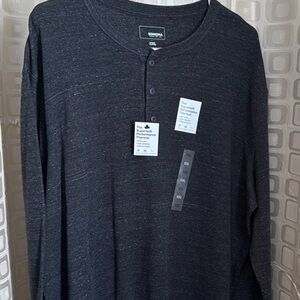 Gray Henley Long Sleeve thermal Shirt